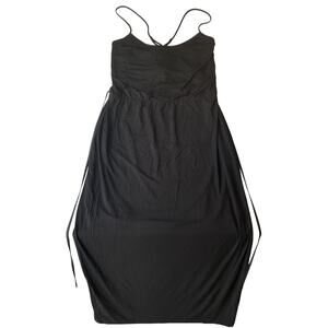 White House Black Market Women Maxi Dress M Black Slip Dress Sleeveless Stretchy